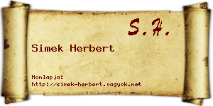 Simek Herbert névjegykártya
